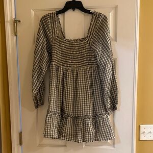 American Eagle Outfitters Plaid Smocked Blouse